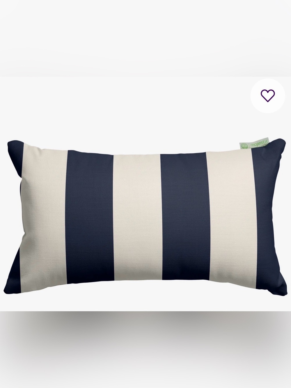 Navy and Cream Striped Lumbar Pillow
